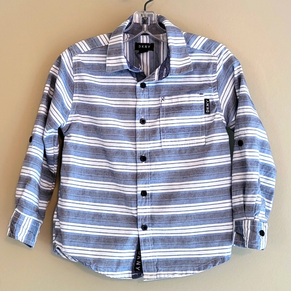 DKNY striped button down long sleeve shirt